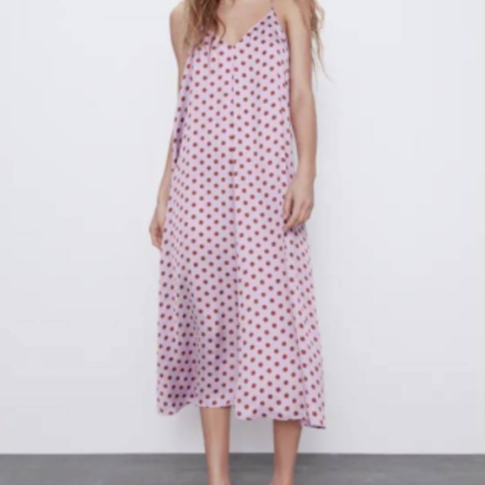 Zara Purple & Pink Polka Dot Slip Dress